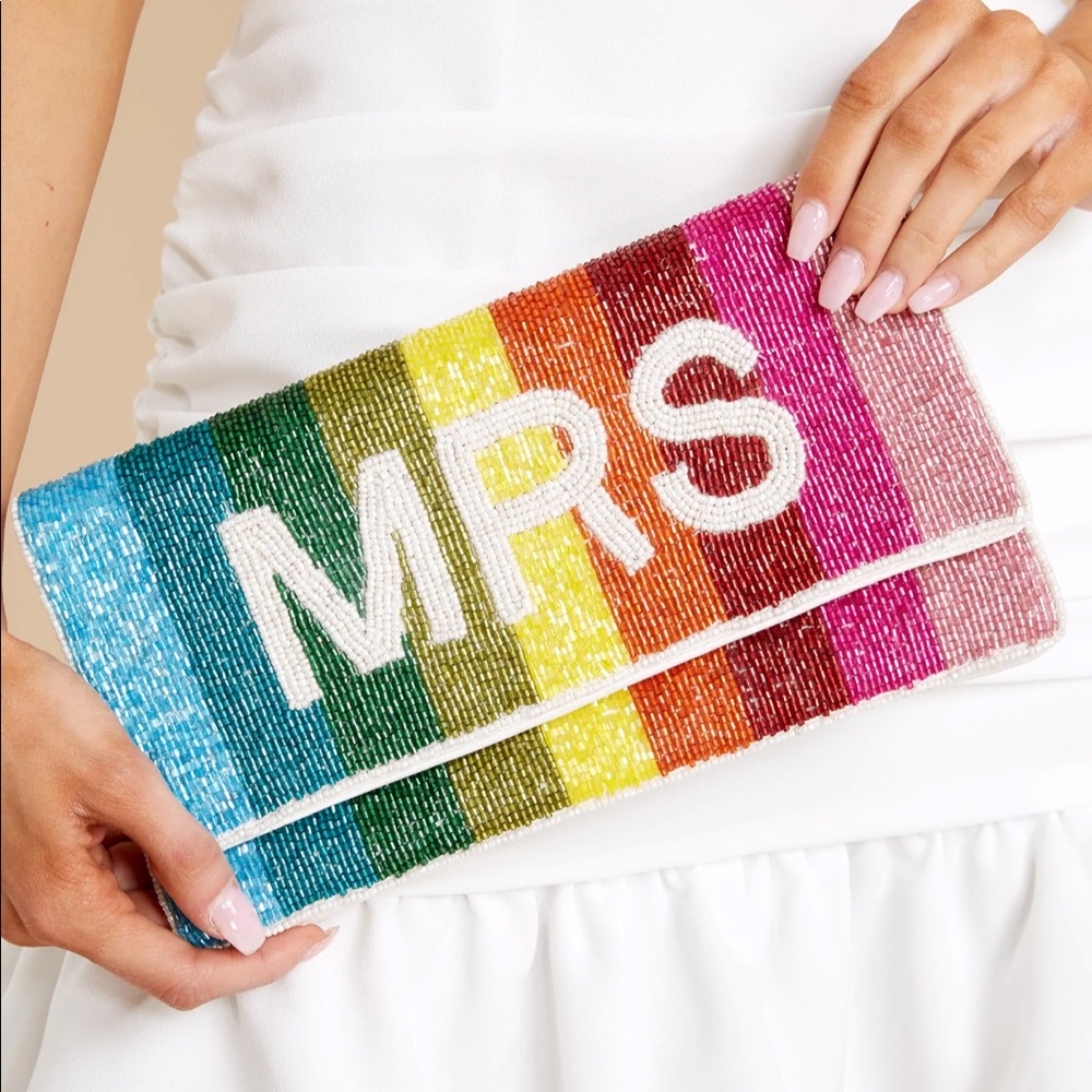 Rainbow Beaded MRS Clutch/Crossbody